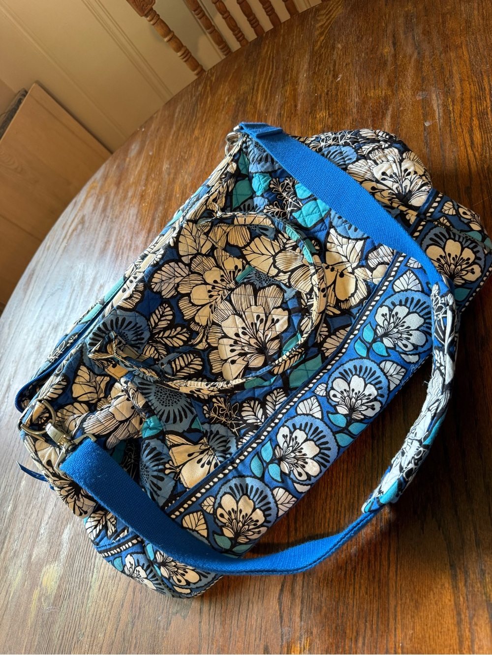 Vera Bradley Blue Floral Quilted Crossbody Tote